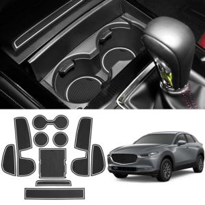 Coleya Tapis Anti-d&eacute;rapants Compatible avec Mazda CX-30 2019-2024, Tapis en Caoutchouc pour Accoudoir, Console Centrale, Porte-Gobelet, Rainure de Porte, Mazda CX 30 Tapis Antid&eacute;rapante (Blanc) (Coleya, neuf)