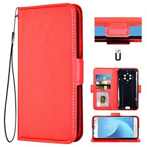 Auotu Cuir PU Coque Flip Bookstyle Magnétique Housse Étui Cover Case pour Blackview BV8800 / Blackview BL8800 / Blackview BL8800 Pro Smartphone (Rouge) (Auotu, neuf)