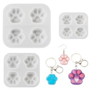 Moules &Agrave; Pattes De Chat,3pcs,moules en silicone pour pendentif en forme de patte de chat et de chien,en silicone creux en forme pour remplissage de r&eacute;sine &eacute;poxy,pour Bricolage et Fabrication de Bijoux (EUROEDI SPEDITION, neuf)