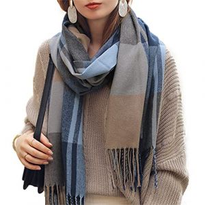 Bakicey Femme ch&acirc;le &eacute;charpe Fille &eacute;tole Foulard, Pashmina Echarpe a Carreaux Laine Mode Etole Plaid Foulard Oversize Shawl Cardigan Cachemire Chaud Automne Hiver Manteau Tricot Ponchos Capes(11) (Bakicey, neuf)