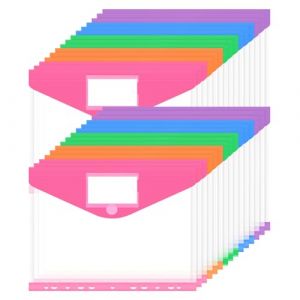 JEFURE Lot de 30 Pochette Porte-Documents A4, Pochettes Plastiques Perfor&eacute;es A4 avec 11 Trous, 5 Couleurs Pochettes Transparentes avec Poches, pour &Eacute;tiquettes pour Organiser les Documents (JEFURE, neuf)