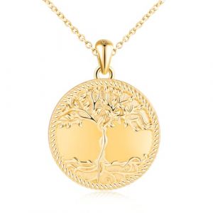 MicLee Collier Photo Médaillon en Argent 925 Femme Fille Pendentif Locket Arbre de Vie Breloque Ouvrable Ronde Or Collier Amulette Mémorial Bijoux Elégant (MicLee, neuf)