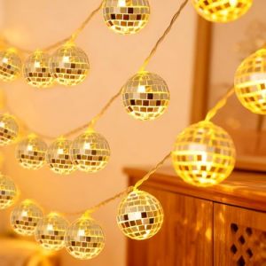 Guirlande lumineuse &agrave; 20 LED - 3 m - Boule disco - Mini boules disco - Fonctionne avec piles - Pour chambre &agrave; coucher, f&ecirc;te, No&euml;l (DING VICTORY LIMITED, neuf)