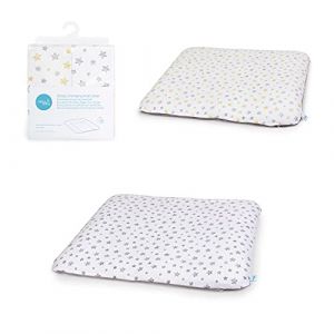 Ceba Baby Housse pour matelas &agrave; langer &ndash; Lot de 2 housses pour matelas &agrave; langer souple de 75 x 72 cm avec fermeture &eacute;clair &ndash; Coton extra &eacute;pais &ndash; &eacute;toiles grises + &eacute;toiles jaunes (Clikeaze FR, neuf)