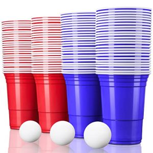 TRESKO® Gobelet américain Gobelet en plastique, pour boissons rafraîchissantes de la bière du coca des cocktails Beer Bière-pong, rouge, d'une capacité de 473 ml, de qualité extra fort (DWD-Company, neuf)