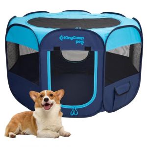 KingCamp Enclos Pliable pour Chien Chat Lapins Chaton Parc Chien Enclos Parc Chiot Respirant en Oxford Résistant à l'eau Niche Cage Portable Animaux pour Interieur Extérieur avec Sac de Transport (KingCamp EU, neuf)