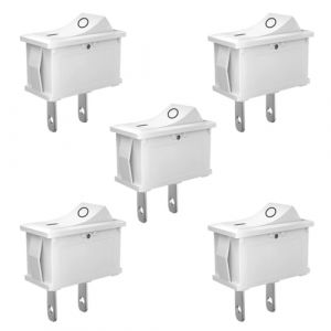 SCOOYUCK 5 Pièces Interrupteur à Bascule, Mini SPST 10mm x 15mm 2 Broches ON/OFF, 12V 24V 125V 250V Interrupteur a Bascule, Pour Voiture Bateau Appareils Ménagers (SCOOYUCK, neuf)