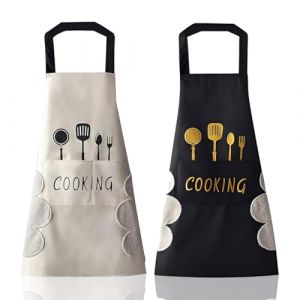 2 Pi&egrave;ces Mr & Mrs Tablier, Cadeau Couple, R&eacute;glable Tablier Personnalis&eacute; Humour Drole, Tablier de Cuisine Professionnel, Cadeau pour Mariage, Saint Valentin, No&euml;l(Noir, blanc) (ANETTEE GLOBALISS, neuf)