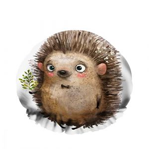 Double imperm&eacute;able &agrave; l'eau bonnet de douche dessin anim&eacute; timide h&eacute;risson brun main tenant branche arbres r&eacute;utilisable mode chapeau de douche pour femmes beaut&eacute;, bain cheveux spa, maison h&ocirc;tel voyage (2MACAXN9K15, neuf)