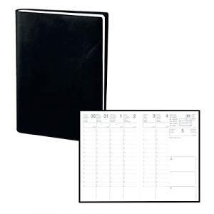 Agenda semainier économique SATURN - 21x29,7cm - noir - 1 semaine sur 2 pages vertical - Janvier 2026 à Décembre 2026 - Couverture souple noire - Multilangues (FOURNITURE DISCOUNT, neuf)