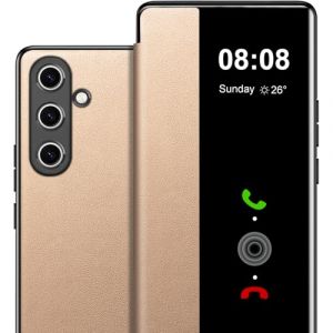 Fciaeytou Coque pour Samsung S25 Clapet Etui &agrave; Rabat pour Samsung Galaxy S25 Coque Clear View Cover S25 Protection Case Flip Folio Mince 360 Full Body Antichoc Housse 5G/6.2" (Dor&eacute;) (ZhuChuangYouSuJiaoZhiPinYouXianGongSi, neuf)