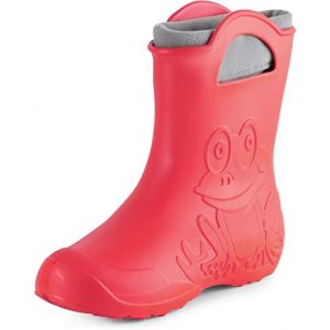 Ladeheid Bottes de pluie femme l&eacute;g&egrave;res imperm&eacute;ables en mousse EVA avec doublure chaude motif grenouille semelle antid&eacute;rapante poign&eacute;es faciles &agrave; enfiler LA-CA-12 (Corail, 40/41 EU) (Hisert, neuf)