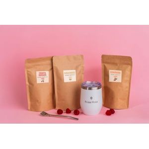 Coffret D&eacute;couverte Mat&eacute; Fruit&eacute; &ndash; 3 Mat&eacute;s Fruit&eacute;s Bio (Fruits Rouges, Guarana & Gingembre) + Calebasse Blanche + Bombilla | Yerba Mat&eacute; Bio &agrave; Infuser Froid ou Chaud | Id&eacute;e Cadeau Mat&eacute; &Eacute;nergie D&eacute;tox (Frate Mate Club, neuf)