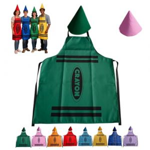 Tabliers crayon et chapeaux coniques de nain, costume de crayon de couleur crayon et chapeaux coniques amusants, pour adultes, hommes, femmes, groupe familial, d&eacute;guisement amusant (H) (milan DERT, neuf)