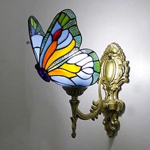 Yjrong Applique Murale Papillon, Applique LED En Vitrail De Style Tiffany, 1 Lumière, Lampe De Chevet De Chambre Pour Salon Chambre D'enfant Couloir Salle De Bain, Multicolore,I (jianqing-US, neuf)