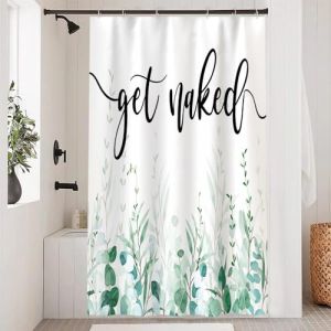 Uiiooazy Rideau Douche 120x200cm, Rideau de Douche Anti Moisissure Vert Aquarell Feuilles d'eucalyptus Rideaux de Baignoire Tissu Lavable Imperm&eacute;able Polyester Rideaux Salle de Bain avec 8 Crochets (dongguibinjingpinxiaodianpu, neuf)