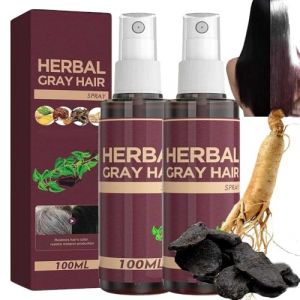 Lot De 2 Sprays Herbal Gray Hair,Revitalisez Vos Cheveux Avec Un Revitalisant Assombrissant,Des IngréDients Naturels,Couvrir Cheveux Gris,éPaissir Et Nourrir Racines Des Cheveux (WEIYIXIN, neuf)