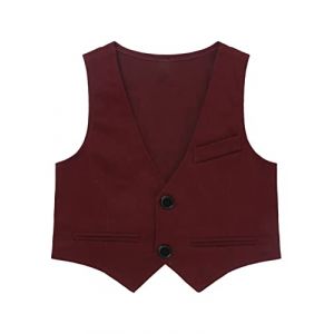 Alvivi Enfant Gar&ccedil;on Costume d'honneur Gilet Veste sans Manches Vestons Chemise Gilet Mariage Bapt&ecirc;me C&eacute;r&eacute;monie Uniforme Scolaire 3-14 Ans Bordeaux A 5-6 Ans (Acfunny-eu, neuf)