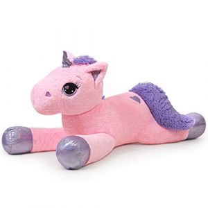 Yeqivo Licorne Géante Jouets en Peluche Grands Animaux en Peluche Licorne Violet Arc-en-Ciel Unicorn Plush (Rose Pur,80CM) (Yeqivo Store, neuf)