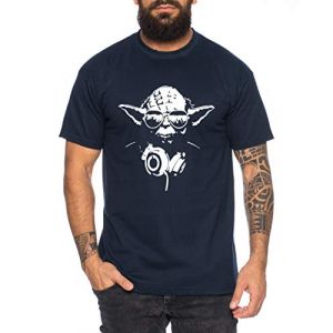 Yoda - T-Shirt pour Homme DJ Yoda Jedi Ritter The Empire Turntables Music Rave House Trance Techno Geek, Farbe2:Bleu foncé, Größe2:X-Large (TeeKiki, neuf)