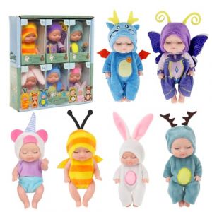 Fiotha Mini Poupee, 6 Pcs Poupée Bébé, Mini Reborn Poupée Bébé Silicone, Poupee Reborn, Poupee Reborn Endormie, avec des Vêtement d'animaux PoupéeBébé, Vêtements Lavables et Interchangeables (DongGuanShi ChaoDaShangMao YouXianGongSi, neuf)