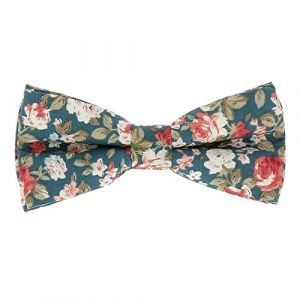 cravateSlim Noeud Papillon Fleurs Bleu canard et Rose - Noeud Papillon Liberty - Noeud Papillon Fleuri Homme Mariage (cravateSlim FR, neuf)