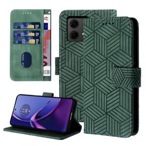 Auslbin Coque à Rabat pour Motorola Moto G84 5G 6.5", Style Géométrique Moto G84 XT2347 Coque, Housse de Protection avec Boucle Magnétique, Étui en Cuir PU, Vert (Qiaozhixi Technology Company, neuf)