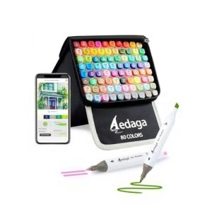 AEDAGA 80 Couleurs Feutre Alcool avec App Gratuite, Marqueurs Alcool Double Pointe avec &Eacute;tui Autoportant pour Artistes Adultes et Enfants, Feutre a Alcool pour Coloriage, Peinture, Croquis et Dessin (AEDAGA FR, neuf)