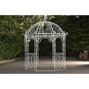 CLP Arche de Jardin avec Pavillon LEILA Rond &Oslash; 229 cm, Arche de Jardin en M&eacute;tal. Arche &agrave; Rosiers en Fer avec un beau design, Hauteur: 313 cm, Arceau &agrave; Rosier, Pavillon de Jardin en fer forg&eacute;, 6 Couleurs au Choix blanc antique (CLP Meubles, neuf)