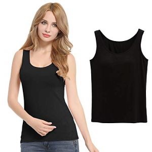 FEOYA D&eacute;bardeur avec Soutien Gorge Int&eacute;gr&eacute; D&eacute;barteur Femme Noir D&eacute;barteur de Sport &agrave; Brassi&egrave;re Camisole Rembourr&eacute; Tank Top T-Shirt sans Manches Femme M (GAOCHENGEU, neuf)