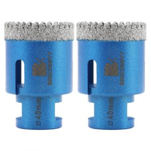 BRSCHNITT Lot de 2 forets diamantés pour carrelage 40 mm – Scie cloche diamantée M14 pour carrelage, porcelaine, céramique, marbre, granit – Pour meuleuse d'angle (BRSCHNITT TOOLS, neuf)
