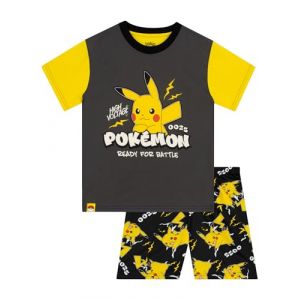 Pokémon Pyjama | Pyjama Garçon Pikachu | PJs pour Enfants | Ensemble PJ Garçon à Manches Courtes | Noir 12-13 Ans (Character FR, neuf)