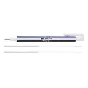 Tombow MONO Zéro, caoutchouc de précision rechargeable, pointe ronde, diamètre de 2,3 mm blanc + charge. (allpremio, neuf)