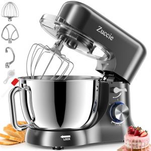 Robot Patissier, Zuccie 5 L Robot Pâtissier, 1000W Robot Cuisine avec Fouet, Batteur, Crochet, Bol d'Acier Inoxydable et Pare-éclaboussures, 8+P Vitesses Robot Pétrin Professionnel (Shenzhenshiyasidianqiyouxiangongsi, neuf)