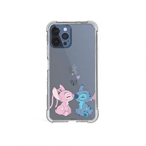 Coque pour iPhone 12 Pro Max officielle Lilo et Stitch baiser renforc&eacute;e transparente pour prot&eacute;ger votre t&eacute;l&eacute;phone. Choisissez le type de coque que vous aimez avec licence officielle Disney (La Casa de Las Carcasas, neuf)