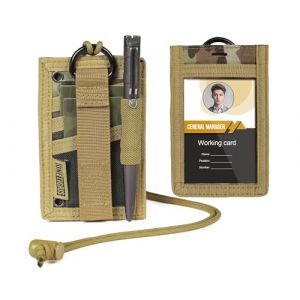 OneTigris 2 en 1 Porte-Carte d&rsquo;Identification Tactique,MOLLE Compatible, Fen&ecirc;tre Transparente, Nylon Cordura 500D, 3 Fentes pour Cartes & Porte-Stylo, Id&eacute;al EDC, S&eacute;curit&eacute;, Activit&eacute;s de Plein Air (FW Gear EU, neuf)