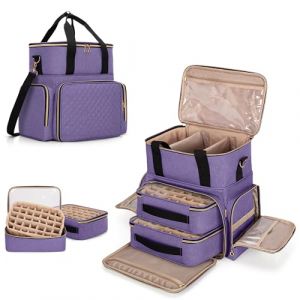 Luxja Sac pour Rangement Vernis &agrave; Ongle pour 70 Bouteilles et Une Lampe &agrave; Ongles, &Eacute;tui pour Vernis &agrave; Ongles avec 2 Sacs Amovibles, Sac Organisateur de Vernis &agrave; Ongles (Sac Seulement), Violet (SILIDE EU, neuf)