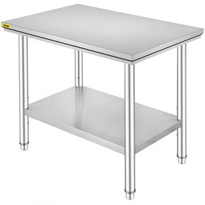VEVOR Table de Travail Cuisine INOX, Plan de Travail Cuisine en 2 Etage, Table de Travail en Acier Inoxydable pour Pr&eacute;paration de Cuisine d'Aliment des Repas H&ocirc;tels Bureaux H&ocirc;pitaux (60X90X80) (VEVOR Shop FR, neuf)