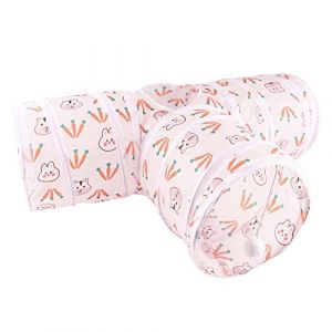 Hileyu Tunnel de Lapin Tunnels et Tubes Tunnels et Repaire de Lapins Pliable 3 Voies Tunnel pour Lapins Petit Animal Activité Tunnel Tube Tunnel Cachette pour Lapin Cochons d'Inde Kitty (MIKAYO, neuf)