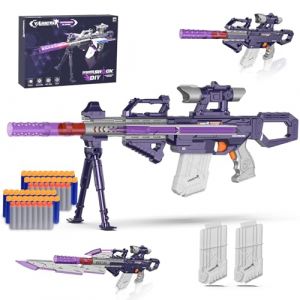 Pistolet Jouet Électrique pour Nerf Sniper – 2 Chargeurs, 50 Fléchettes, Plus de 100 Combinaisons – Fusil de Sniper Jouet Électrique avec Scope – Cadeau pour Enfants de 6 à 12 Ans (Kamaso-FR, neuf)