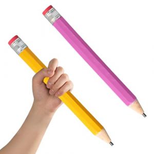 2 Pi&egrave;ces Crayons G&eacute;ants en Bois, 33,5 cm Crayons Surdimensionn&eacute;s avec Capuchon et Gomme, Gros Crayon Dr&ocirc;le Extra &Eacute;norme Crayon Nouveaut&eacute; pour Enfants &Eacute;cole Maison Bureau Cadeaux de F&ecirc;te (Jaune, Rose) (Xinueru, neuf)