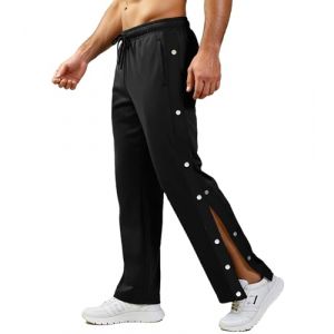 Neteson Pantalon de Jogging pour Homme Pantalon de rééducation Ouverture Latérale Pantalon de Survêtement avec Boutons Pression Baggy Pantalons de Sport Postopératoire Fitness Jogging (Boha Wu, neuf)