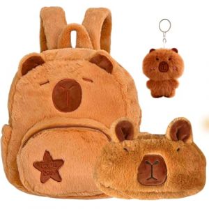 PLNVNVP Sac à Dos Capybara Trousse à Crayons & Peluche Porte-Clés, Pochette à Crayons Capybara de Grande Capacité Sac à Dos Scolaire Voyage pour Adolescent et Rentrée Scolaire (QUSHUOQI, neuf)
