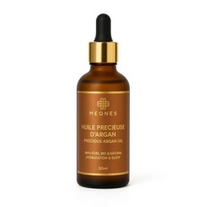 MEQNES Huile d'Argan Bio 100% Pure, Pressée à Froid au Maroc - Nourrit & Répare, Anti-Âge Anti-Tache - Huile Argan Cheveux, Visage, Corps - Vegan - Flacon Verre Ambré- 50ml (Meqnes, neuf)