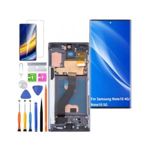 HLYGZX Écran pour Samsung Galaxy Note10 4G/5G TFT N970F N970U Écran LCD de Rechange Assemblée réparation Kit (Noir avec Cadre,Pas d'empreintes digitales,Écran Non courbé) (HLYGZX, neuf)