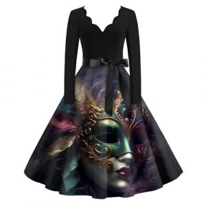 TOFOTL Robe Renaissance Femme Ann&eacute;e 80 Medievale Hippie 90 D&eacute;guisement Carnaval Pirate Annees 60 Multicolore Soiree Ann&eacute;e 2000 Adulte Disco Deguisement Femme Noir XL (TOFOTL✈8-21 Jours Arrivent, neuf)