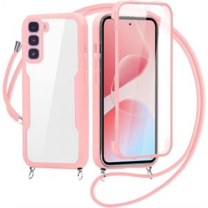 FERLAN Coque avec Cordon pour Infinix Hot 60, Collier Ajustable,Coque Antichoc Housse avec Protection &eacute;cran, 360&deg; Protection Case Robuste Double Bumper Etui Int&eacute;grale (Rose) (BiBoDan, neuf)