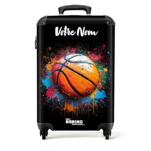 NoBoringSuitcases.com Valise Cabine, Valises, Bagages Cabine, Valise Pas Cher, Valise Rigide, Valise Voyage, Suitcase, Valise Roulette, Valise Personnalisable 55x35x25cm (Ballon de Basket - Orange) (NoBoringSuitcases, neuf)