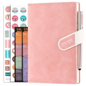 Agenda scolaire A5 2025-2026, juillet 2025 à juillet 2026, page par jour, format A5, planificateur journalier avec couverture en cuir synthétique rose, onglets mensuels, calendrier et poche intérieure (Creative Life EU Store, neuf)