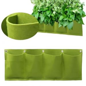 HAZMA Sacs De Plantation Suspendus, Sacs De Plantation D'Extérieur, Jardinière Murale Horizontale, Sacs De Plantation En Feutre, Pour Jardins, Balcons, Cours, Décoration Intérieure (Vert, 4 Poches) (anqingyandian, neuf)
